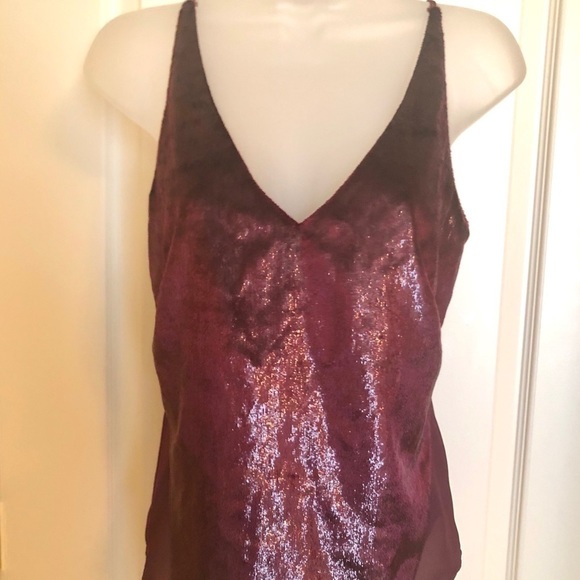 𝅺J Brand Velvet Soft V Neck Sleeveless Cami Italy Timeless Luxury Chic Oxblood - Picture 8 of 11